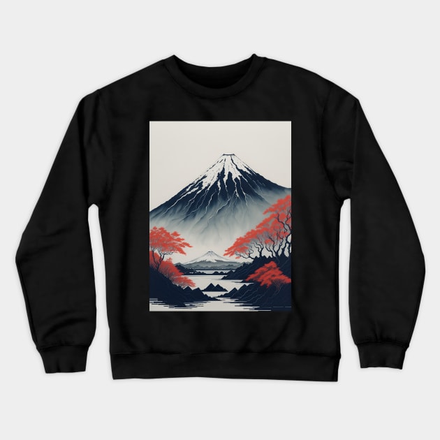 Serene Mount Fuji Sunset - Peaceful River Scenery Crewneck Sweatshirt by star trek fanart and more